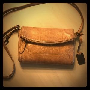Frye Melissa foldover  purse bag tan.